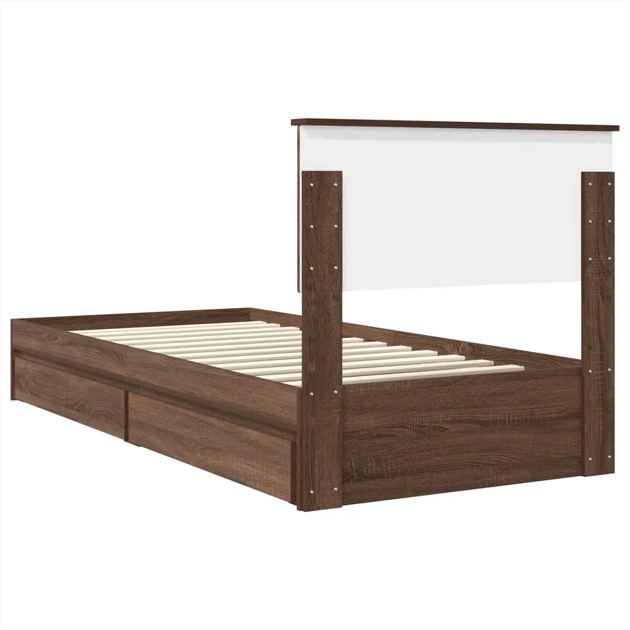 Lit de Rangement Chêne brun 75 x 190 cm Bois d'ingénierie - 10