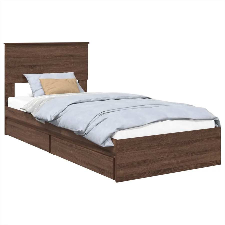 Lit de Rangement Chêne brun 75 x 190 cm Bois d'ingénierie - 2