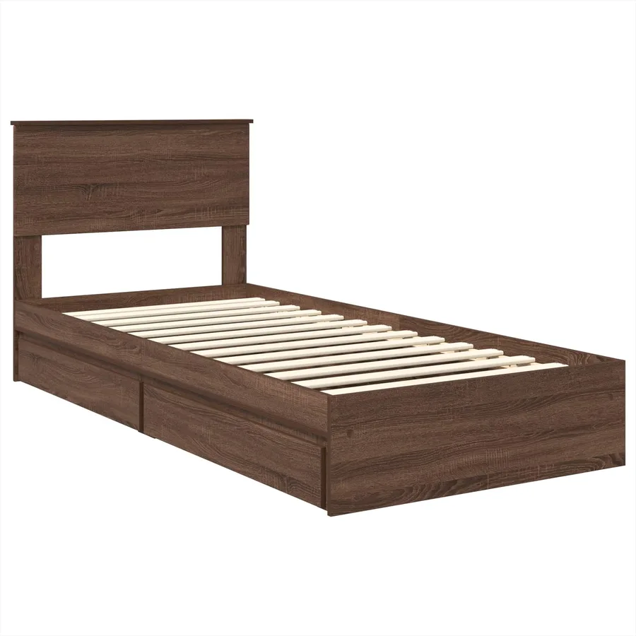 Lit de Rangement Chêne brun 75 x 190 cm Bois d'ingénierie - 4
