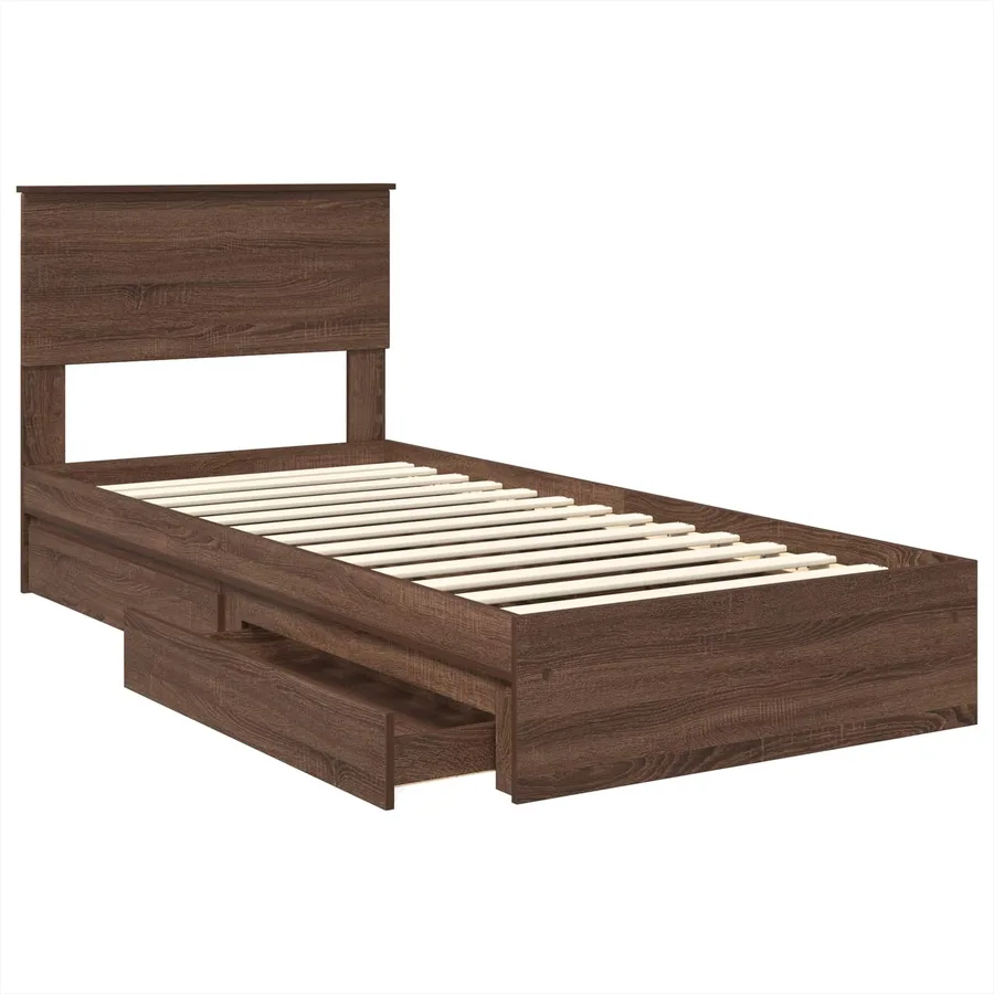 Lit de Rangement Chêne brun 75 x 190 cm Bois d'ingénierie - 5