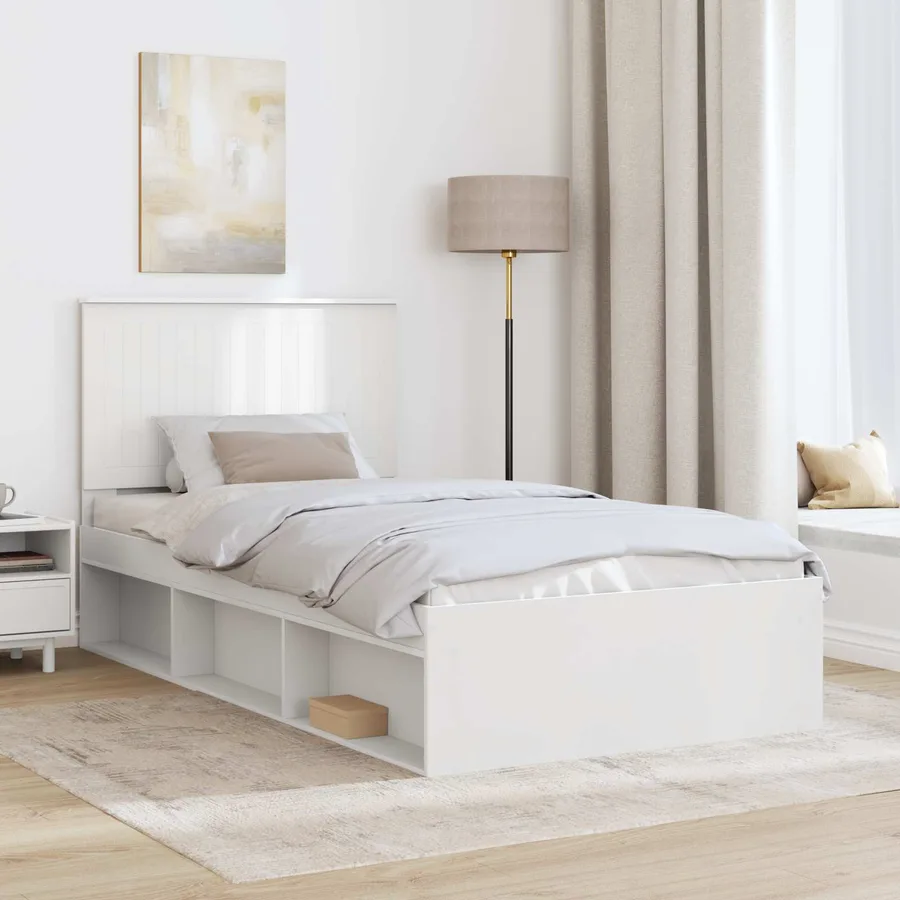 Cadre de lit Blanc 100 x 200 cm Bois de pin massif - 3