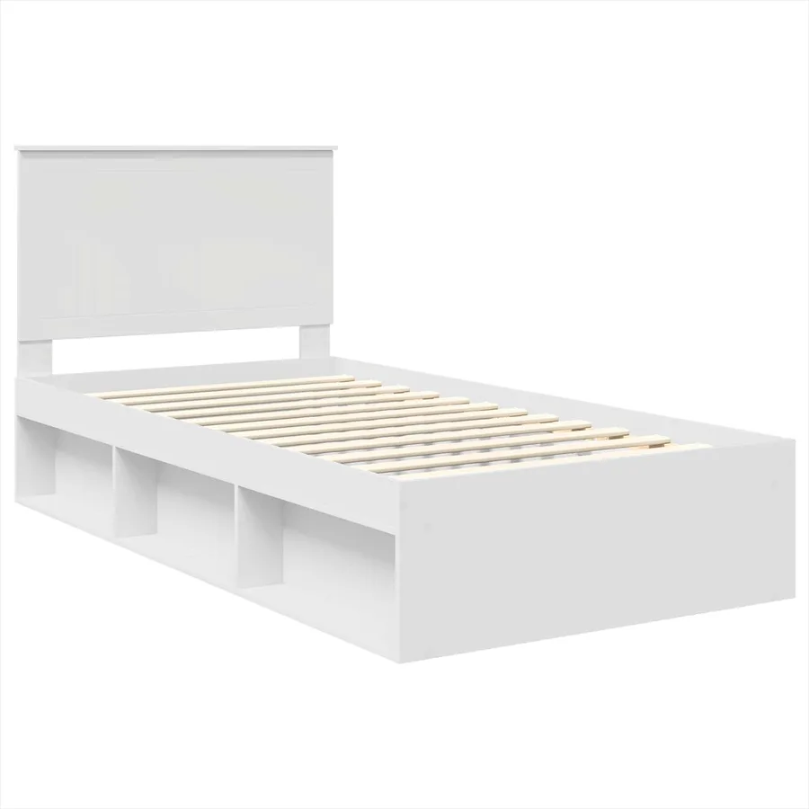 Cadre de lit Blanc 100 x 200 cm Bois de pin massif - 4