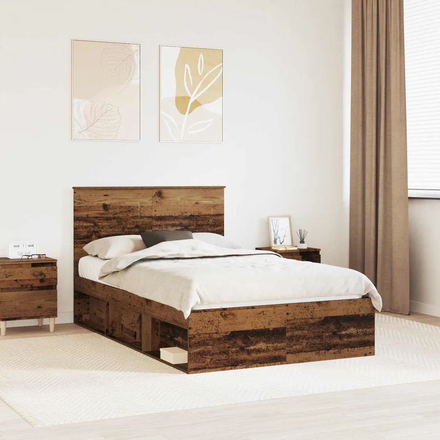 Cadre de lit Bois ancien 135 x 190 cm Bois de pin massif