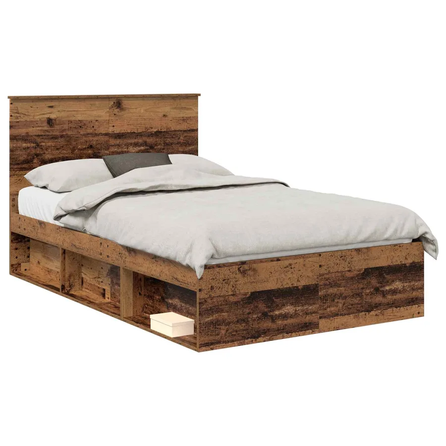 Cadre de lit Bois ancien 135 x 190 cm Bois de pin massif - 2