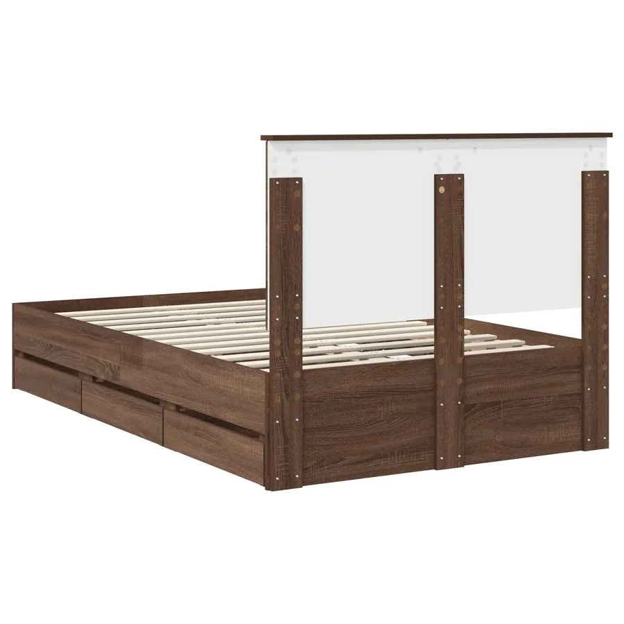 Cadre de lit Chêne brun 135 x 190 cm Bois Ingénierie - 10