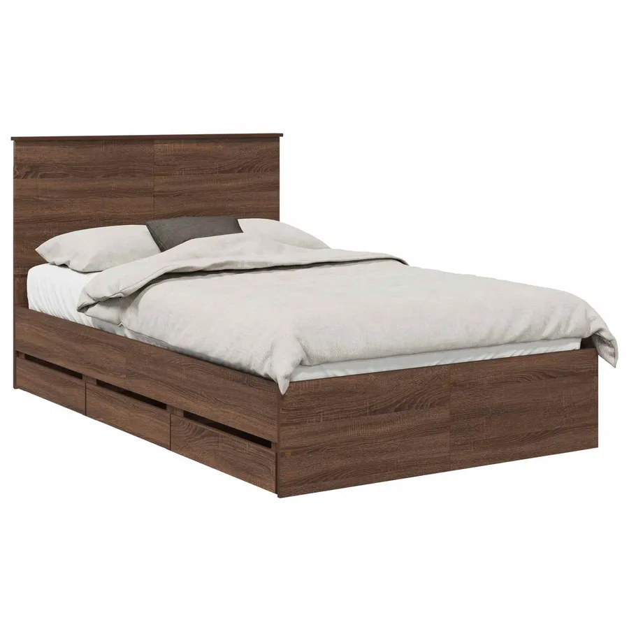 Cadre de lit Chêne brun 135 x 190 cm Bois Ingénierie - 2