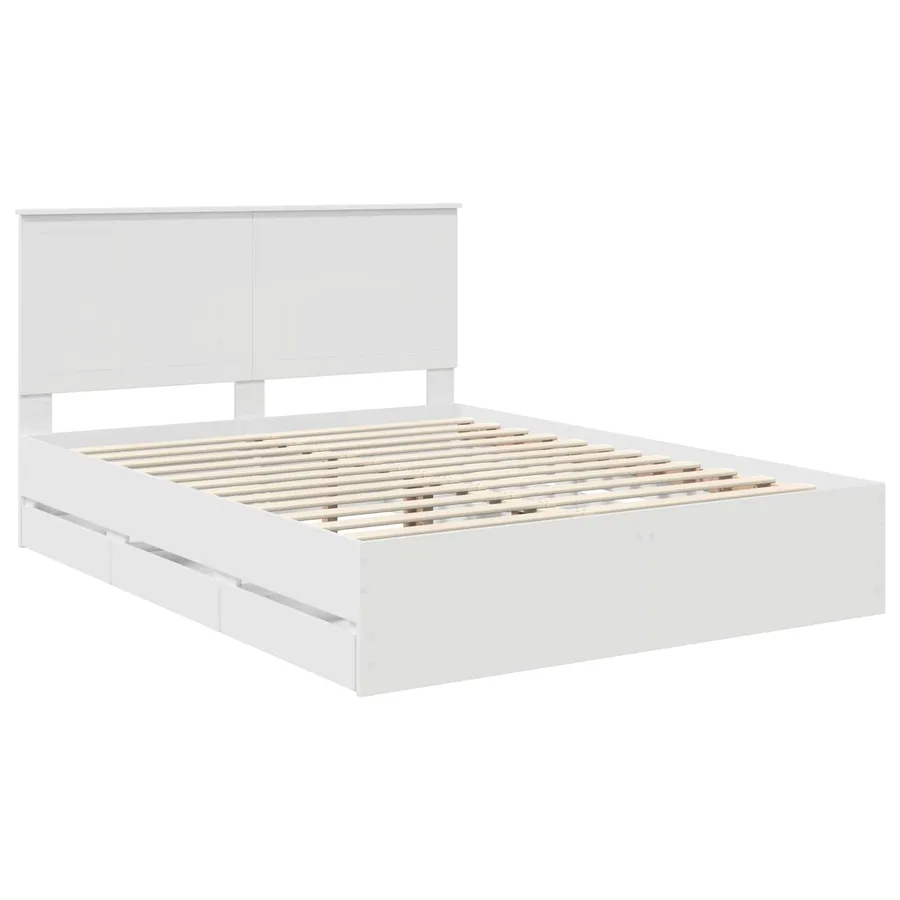 Cadre de lit avec tiroir Blanc 150 x 200 cm Bois Ingénierie - 4