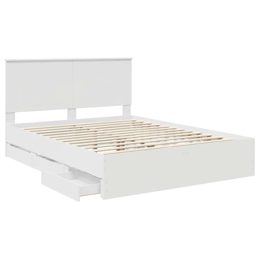 Cadre de lit avec tiroir Blanc 150 x 200 cm Bois Ingénierie - 5