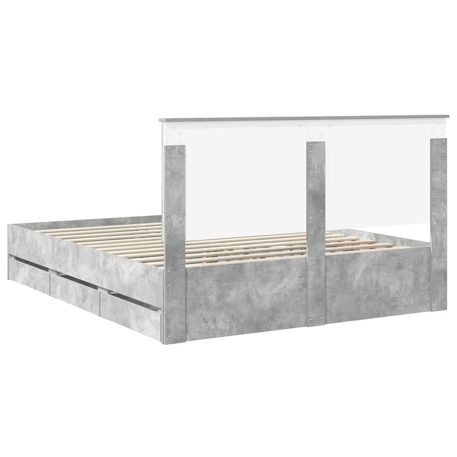 Cadre de lit Gris béton 160 x 200 cm Bois Ingénierie - 10