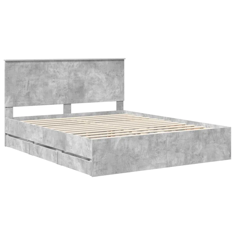 Cadre de lit Gris béton 160 x 200 cm Bois Ingénierie - 4