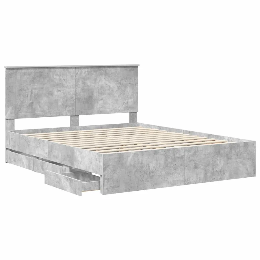 Cadre de lit Gris béton 160 x 200 cm Bois Ingénierie - 5
