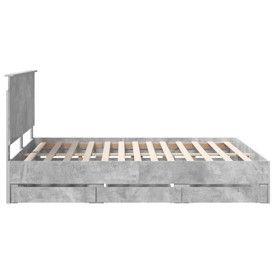 Cadre de lit Gris béton 160 x 200 cm Bois Ingénierie - 9