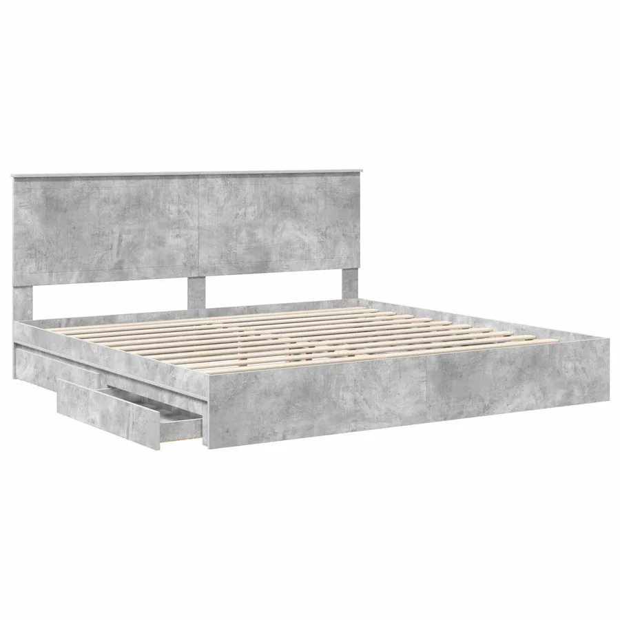 Lit de Rangement Gris béton 200 x 200 cm Bois d'ingénierie - 5