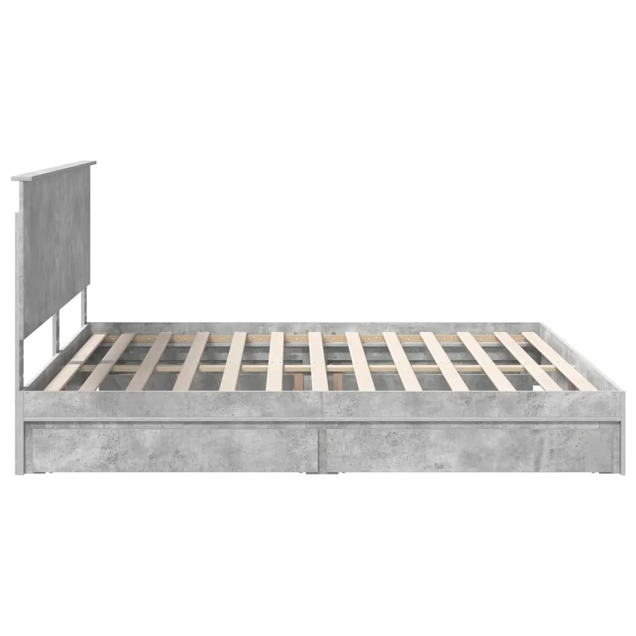 Lit de Rangement Gris béton 200 x 200 cm Bois d'ingénierie - 9