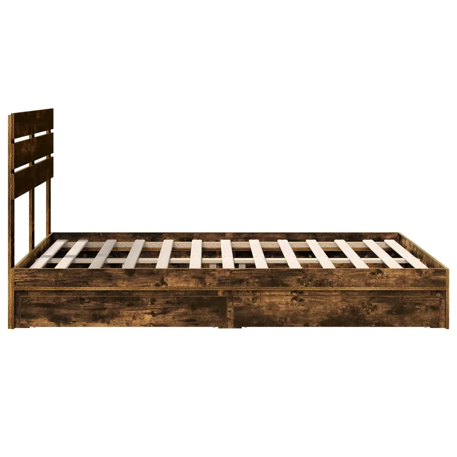 Lit de Rangement Chêne fumé 160 x 200 cm Bois d'ingénierie - 9