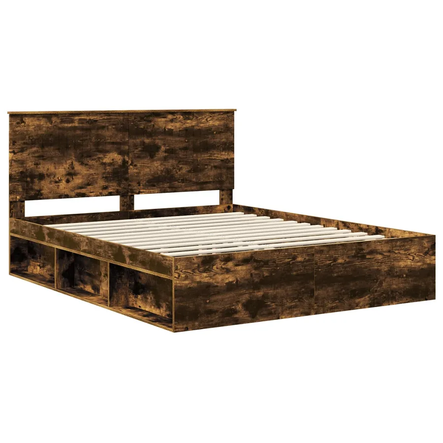 Cadre de lit Chêne fumé 160 x 200 cm Bois de pin massif - 4