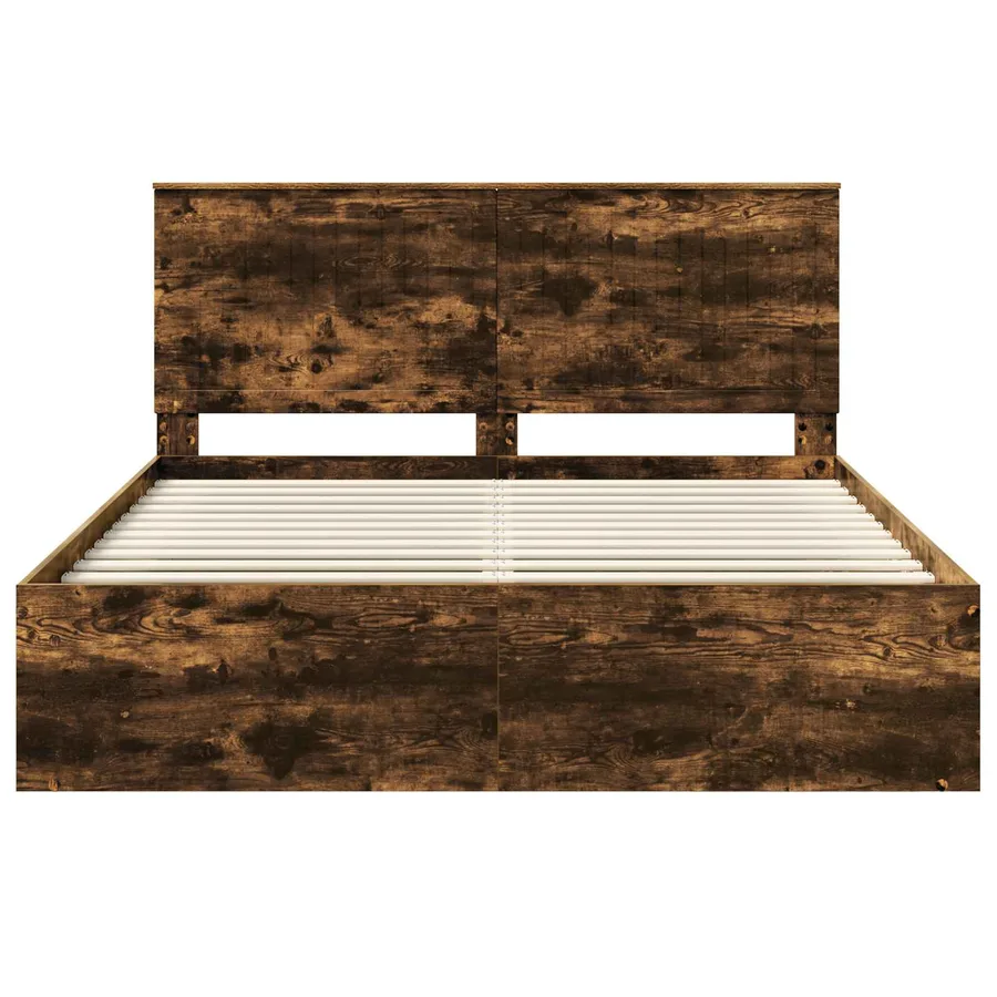 Cadre de lit Chêne fumé 160 x 200 cm Bois de pin massif - 7