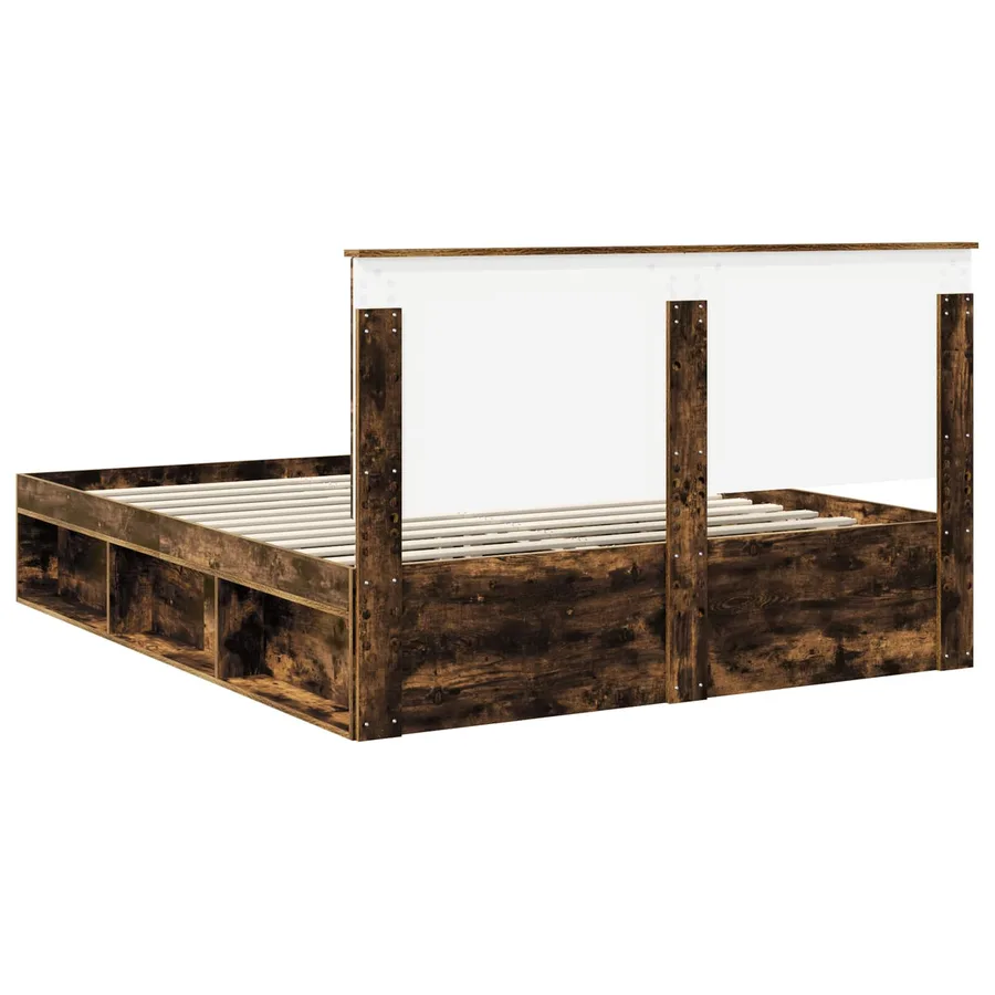 Cadre de lit Chêne fumé 160 x 200 cm Bois de pin massif - 9