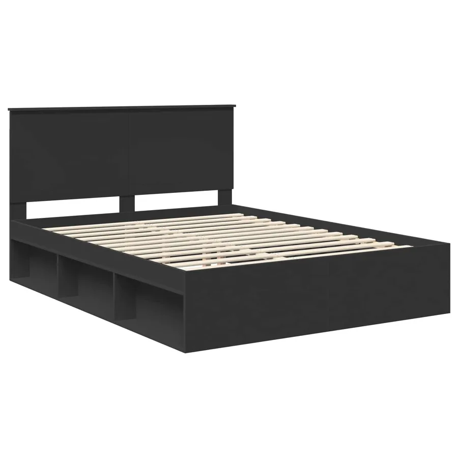 Cadre de lit Noir 150 x 200 cm Bois de pin massif - 4