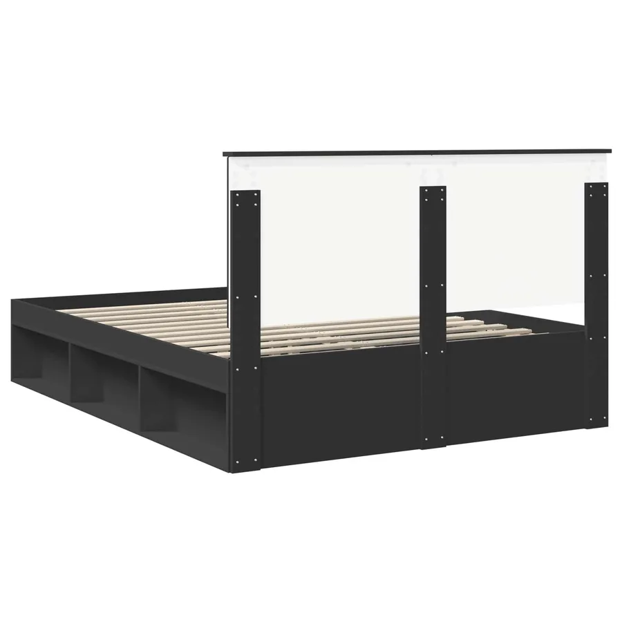 Cadre de lit Noir 150 x 200 cm Bois de pin massif - 9