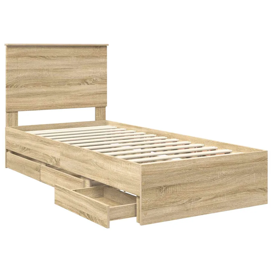 Cadre de lit Chêne Sonoma 75 x 190 cm Bois Ingénierie - 5