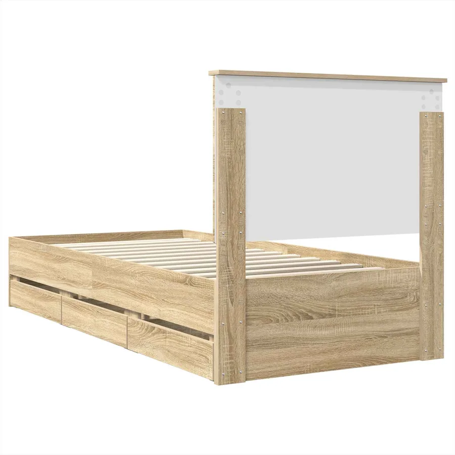 Cadre de lit Chêne Sonoma 75 x 190 cm Bois Ingénierie - 8