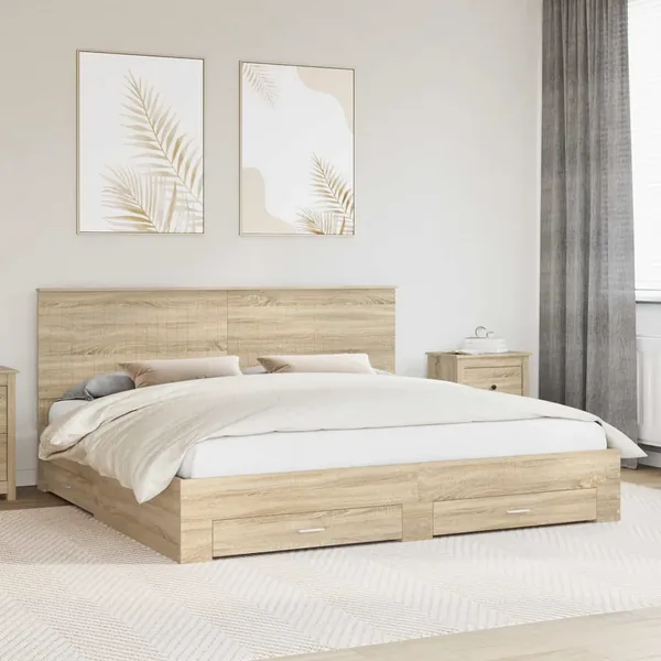 Cadre de lit Chêne Sonoma 200 x 200 cm Bois d'ingénierie