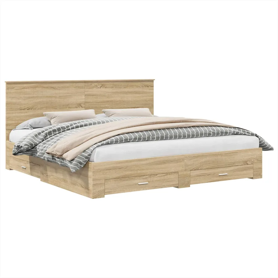 Cadre de lit Chêne Sonoma 200 x 200 cm Bois d'ingénierie - 2