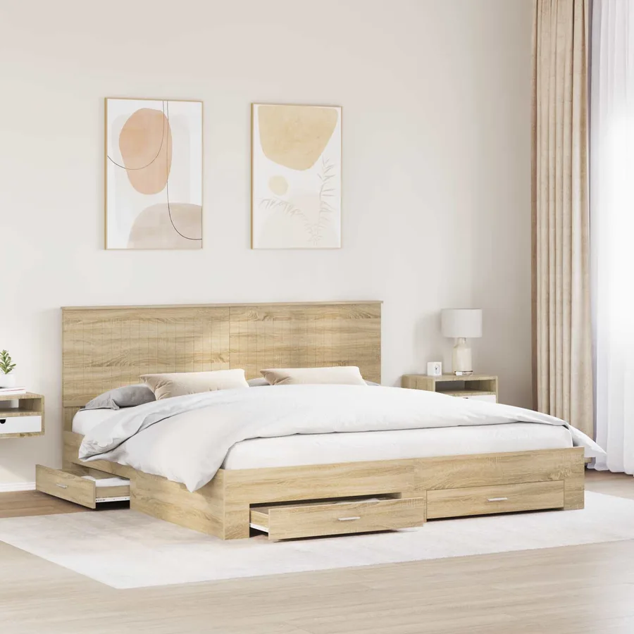 Cadre de lit Chêne Sonoma 200 x 200 cm Bois d'ingénierie - 3