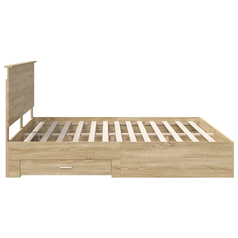Cadre de lit Chêne Sonoma 200 x 200 cm Bois d'ingénierie - 9