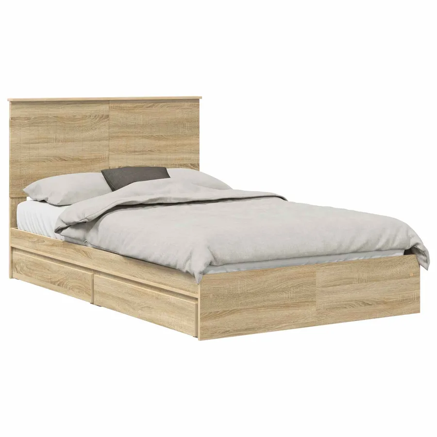 Lit de Rangement Chêne Sonoma 120 x 200 cm Bois d'ingénierie - 2