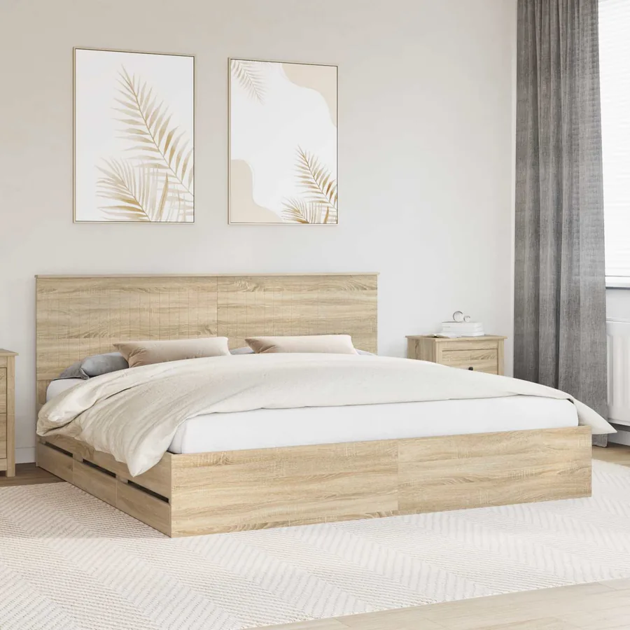 Cadre de lit Chêne Sonoma 200 x 200 cm Bois Ingénierie