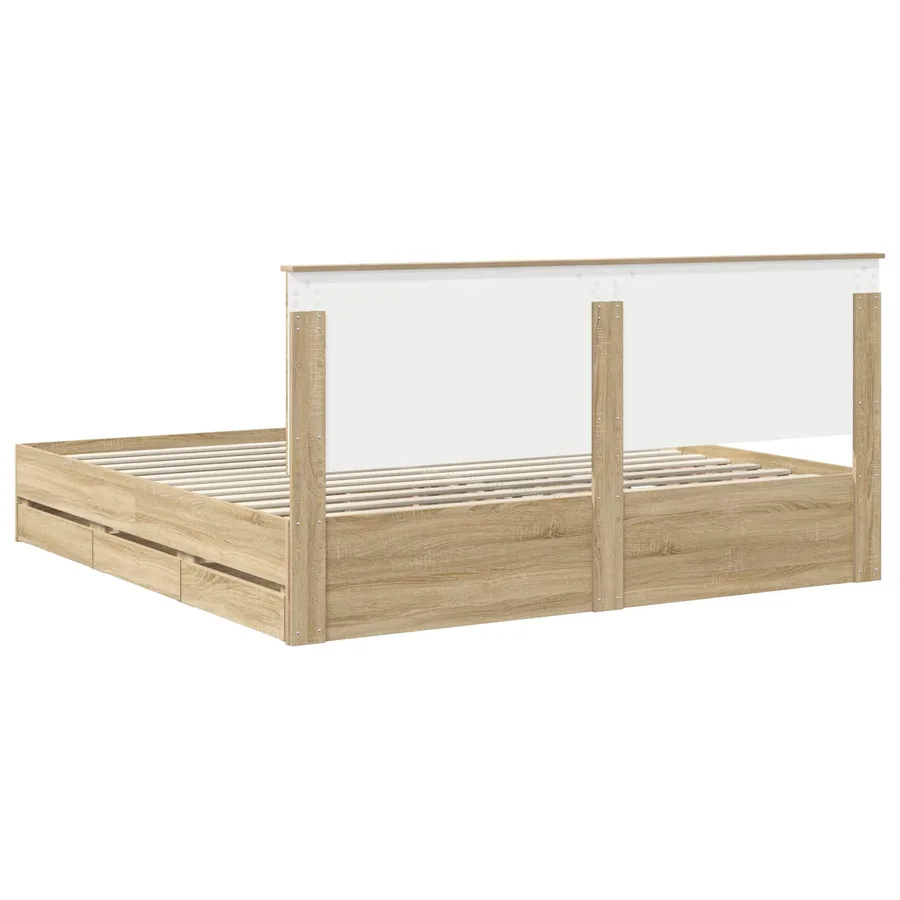 Cadre de lit Chêne Sonoma 200 x 200 cm Bois Ingénierie - 10
