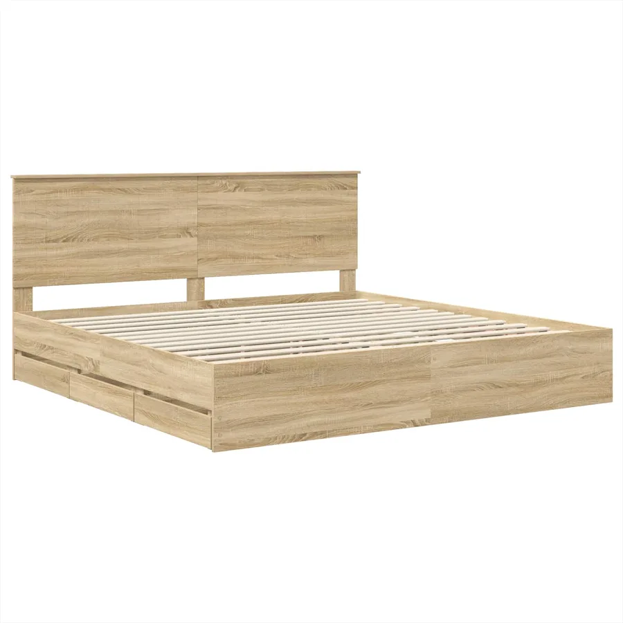 Cadre de lit Chêne Sonoma 200 x 200 cm Bois Ingénierie - 4