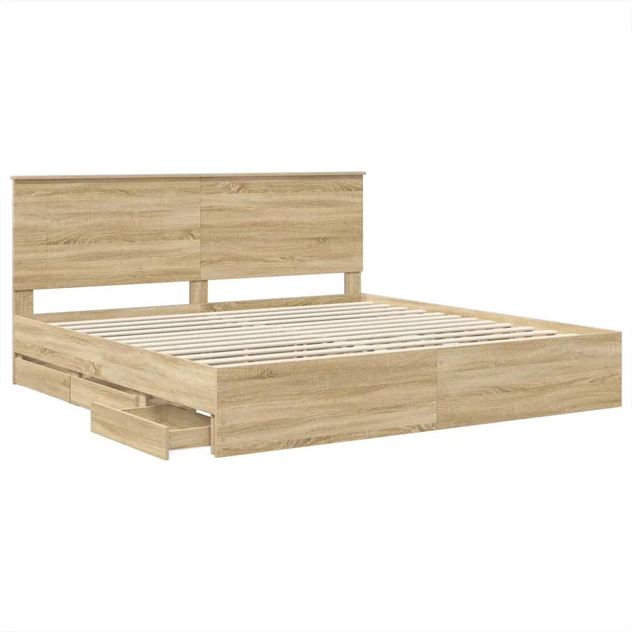 Cadre de lit Chêne Sonoma 200 x 200 cm Bois Ingénierie - 5