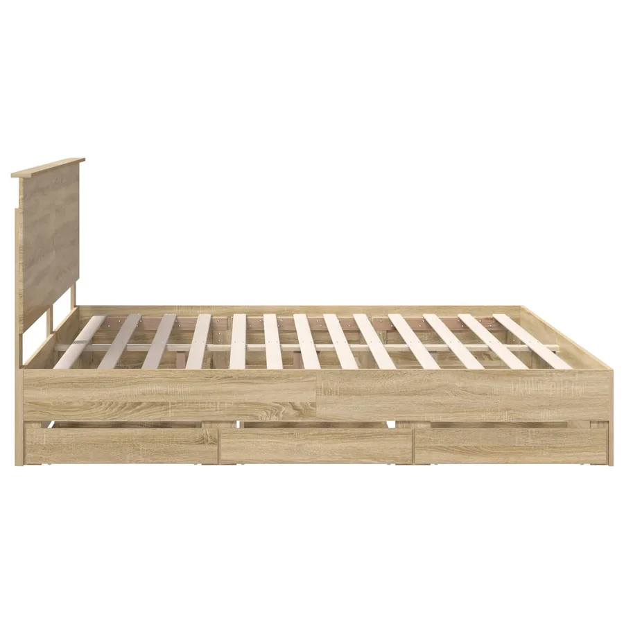 Cadre de lit Chêne Sonoma 200 x 200 cm Bois Ingénierie - 9