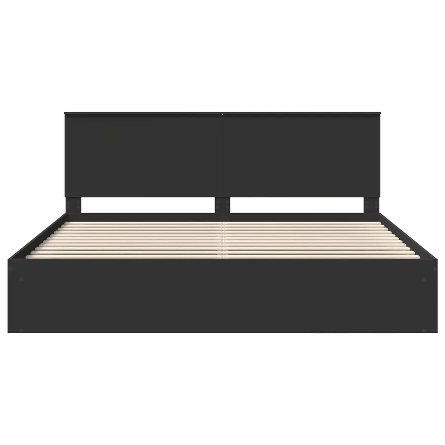 Cadre de lit Noir 200 x 200 cm Bois de pin massif - 7
