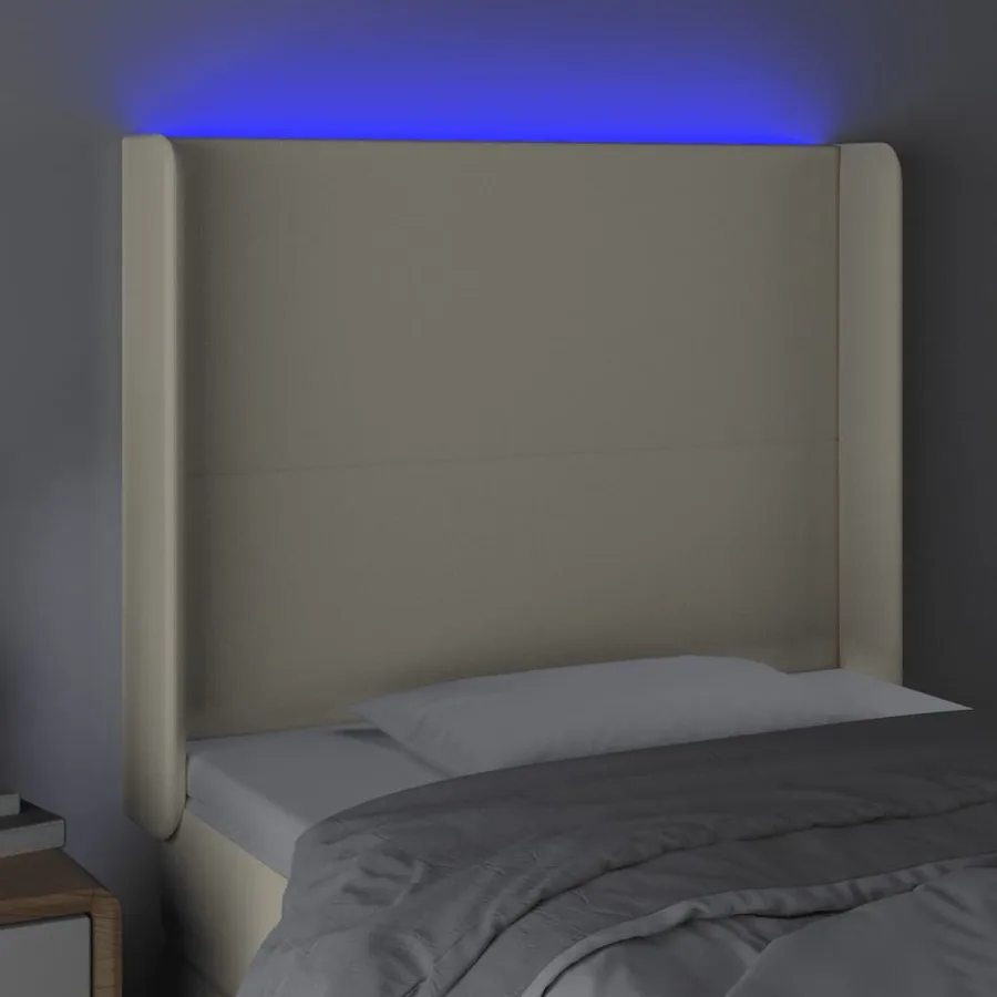 Tête de lit à LED Crème 93x16x118/128 cm Similicuir - 4