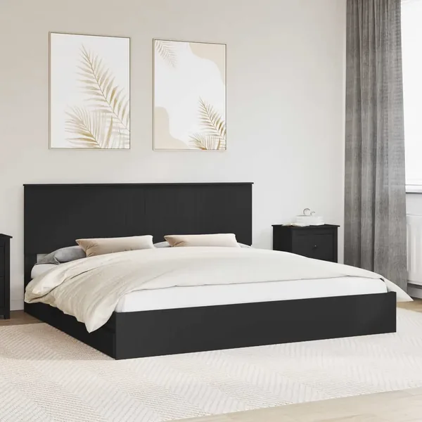 Lit de Rangement Noir 200 x 200 cm Bois d'ingénierie
