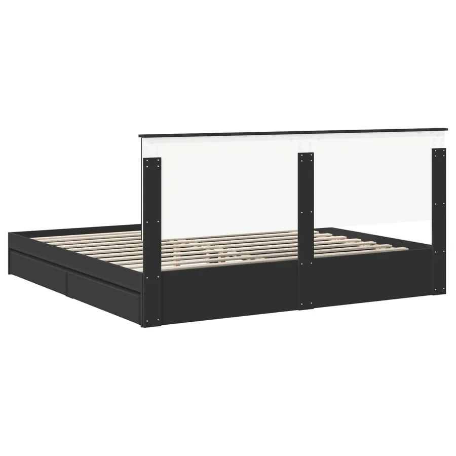Lit de Rangement Noir 200 x 200 cm Bois d'ingénierie - 10