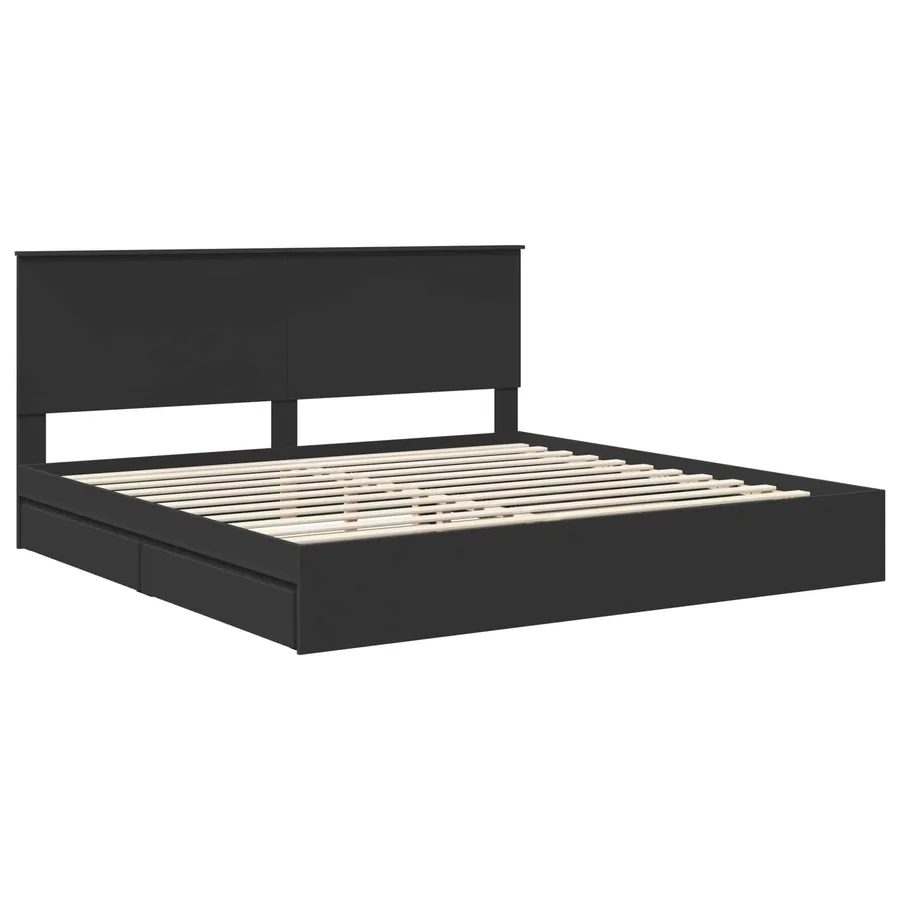 Lit de Rangement Noir 200 x 200 cm Bois d'ingénierie - 4