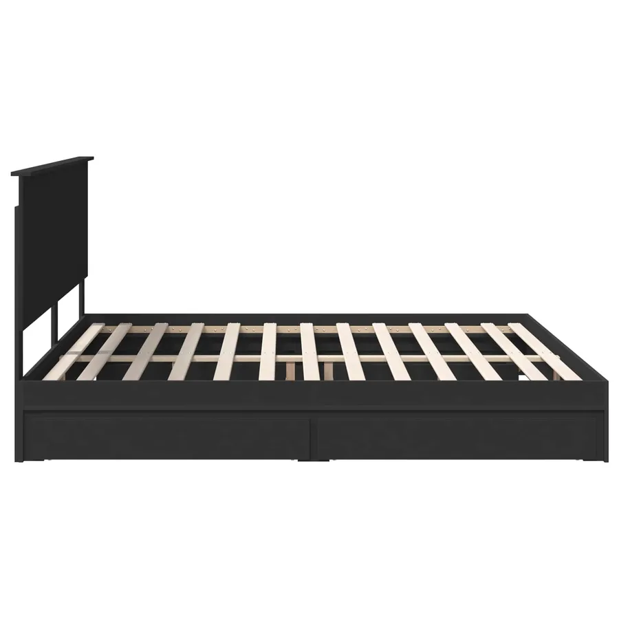 Lit de Rangement Noir 200 x 200 cm Bois d'ingénierie - 9
