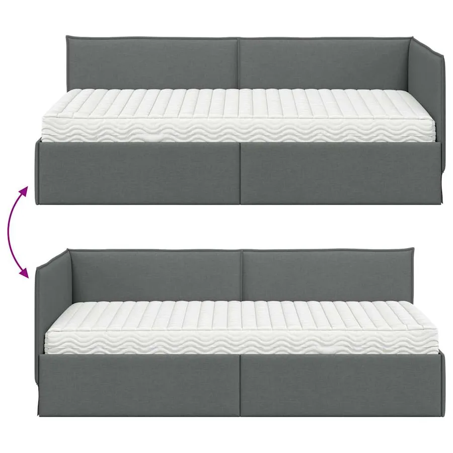 Cadre de lit d'angle avec matelas 2 pcs Gris Velours - 12