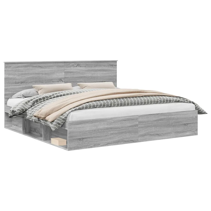 Cadre de lit Gris Sonoma 200 x 200 cm Bois de pin massif - 2