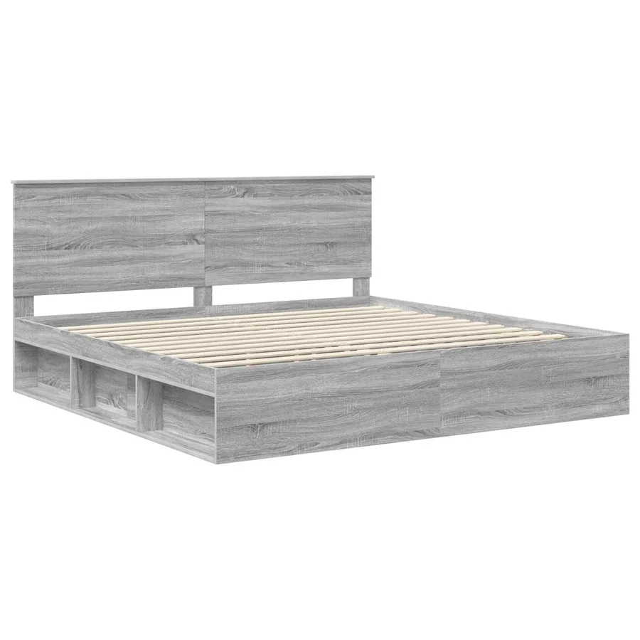 Cadre de lit Gris Sonoma 200 x 200 cm Bois de pin massif - 4
