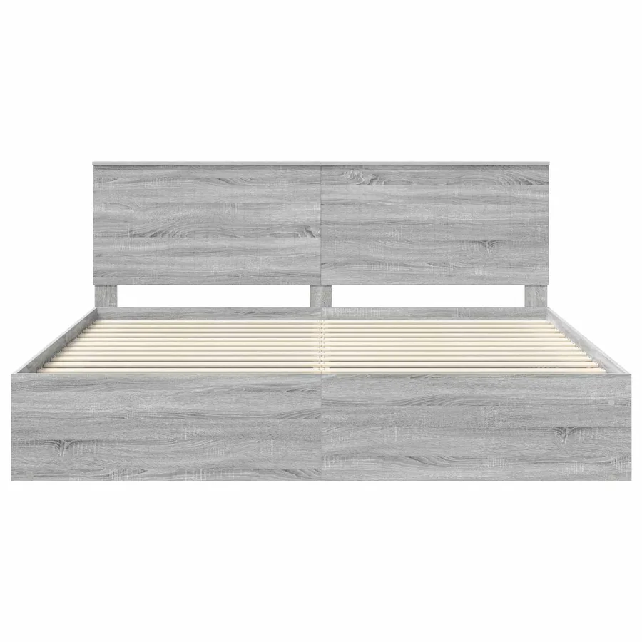 Cadre de lit Gris Sonoma 200 x 200 cm Bois de pin massif - 6