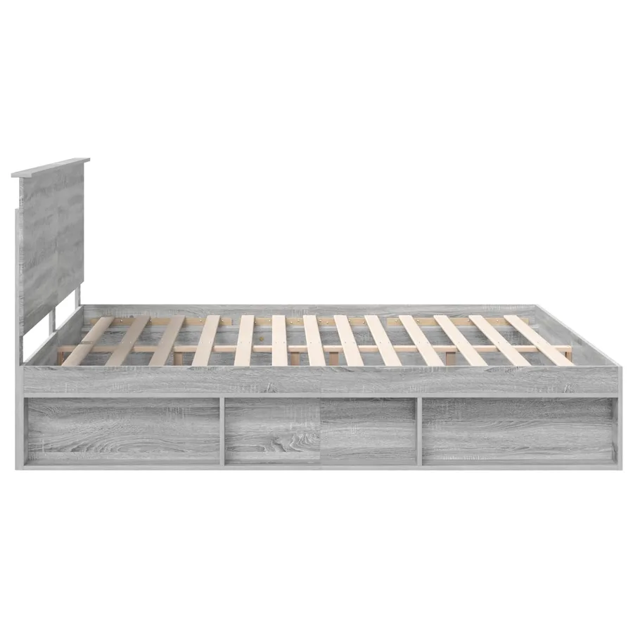 Cadre de lit Gris Sonoma 200 x 200 cm Bois de pin massif - 7