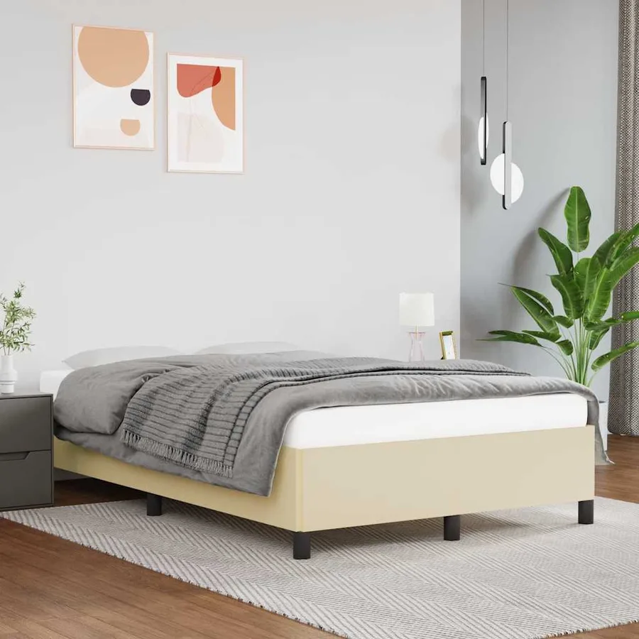 Cadre de lit sans matelas crème 120x190 cm similicuir - 4
