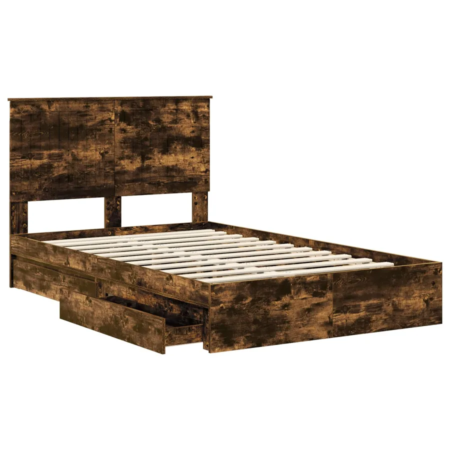 Lit de Rangement Chêne fumé 120 x 200 cm Bois d'ingénierie - 5