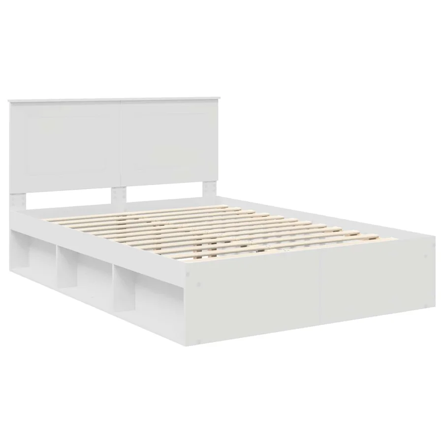 Cadre de lit Blanc 140 x 190 cm Bois de pin massif - 4